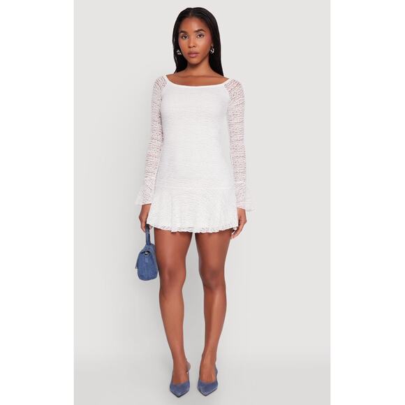 IRIS Lace Overlay Long Sleeve Mini Dress – Size M (Juniors Fit) - Picture 3 of 7